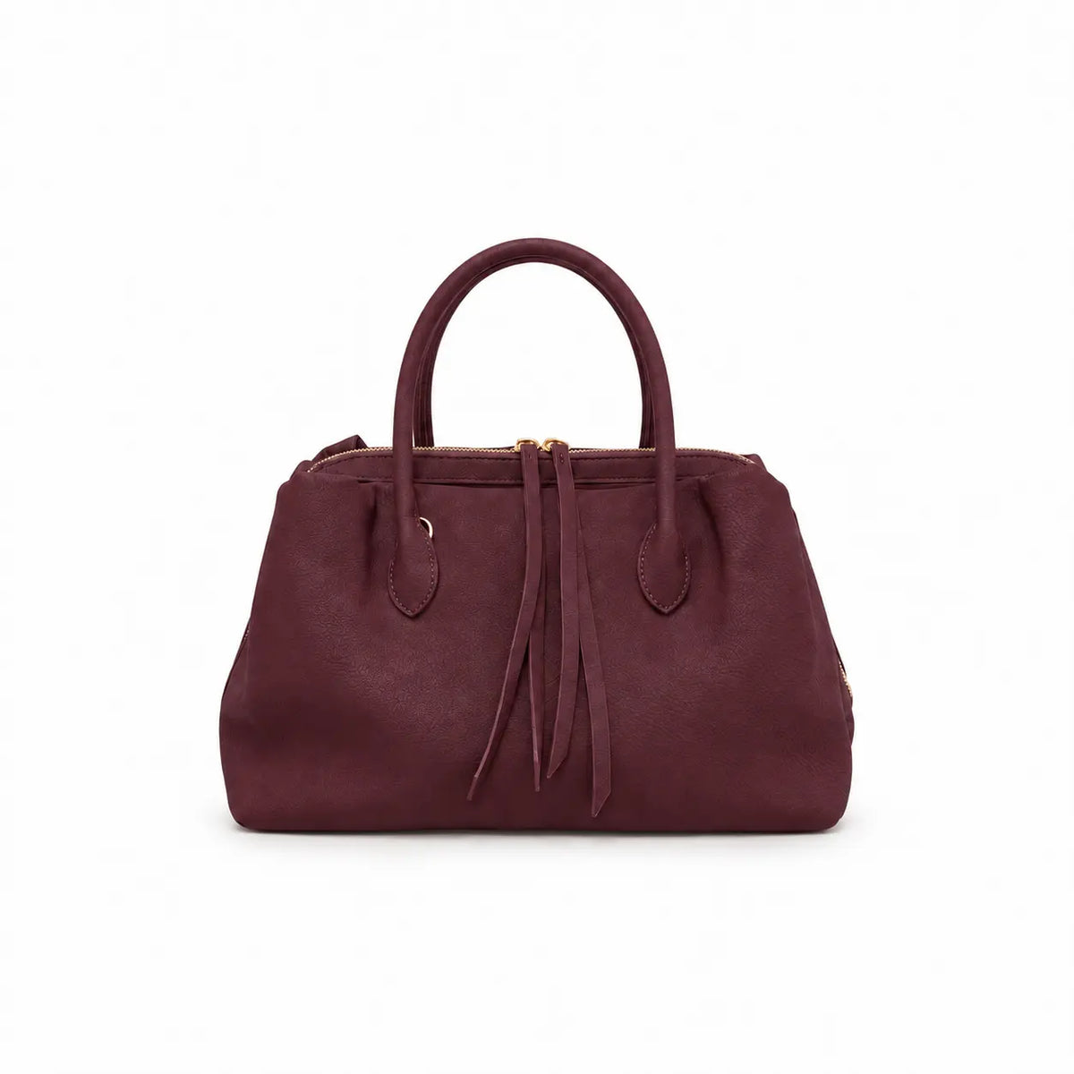 Borsa Kelsey bordeaux zip con chiusura completa e clip magnetiche laterali dettagli oro molto capiente tasche interne con zip e senza