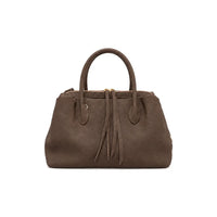 Borsa Kelsey fango zip con chiusura completa e clip magnetiche laterali dettagli oro molto capiente tasche interne con zip e senza