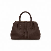 Borsa Kelsey marrone testa di moro zip con chiusura completa e clip magnetiche laterali dettagli oro molto capiente tasche interne con zip e senza