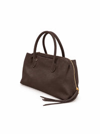 Borsa Kelsey marrone testa di moro zip con chiusura completa e clip magnetiche laterali dettagli oro molto capiente tasche interne con zip e senza dettaglio laterale