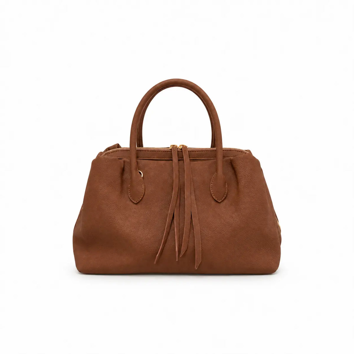 Borsa Kelsey marrone zip con chiusura completa e clip magnetiche laterali dettagli oro molto capiente tasche interne con zip e senza