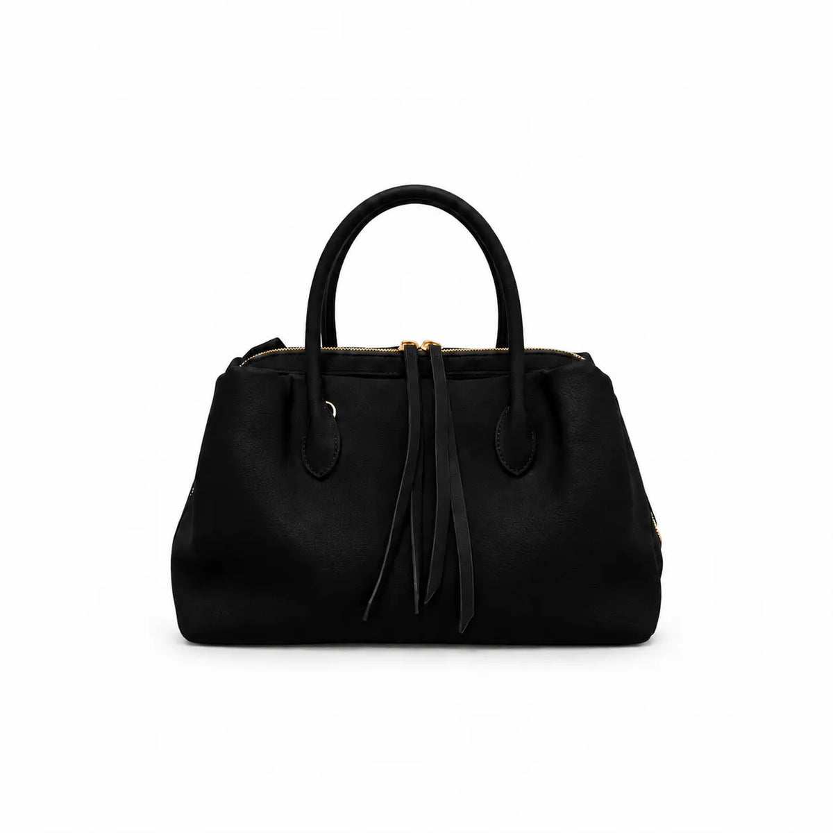 Borsa Kelsey nero zip con chiusura completa e clip magnetiche laterali dettagli oro molto capiente tasche interne con zip e senza