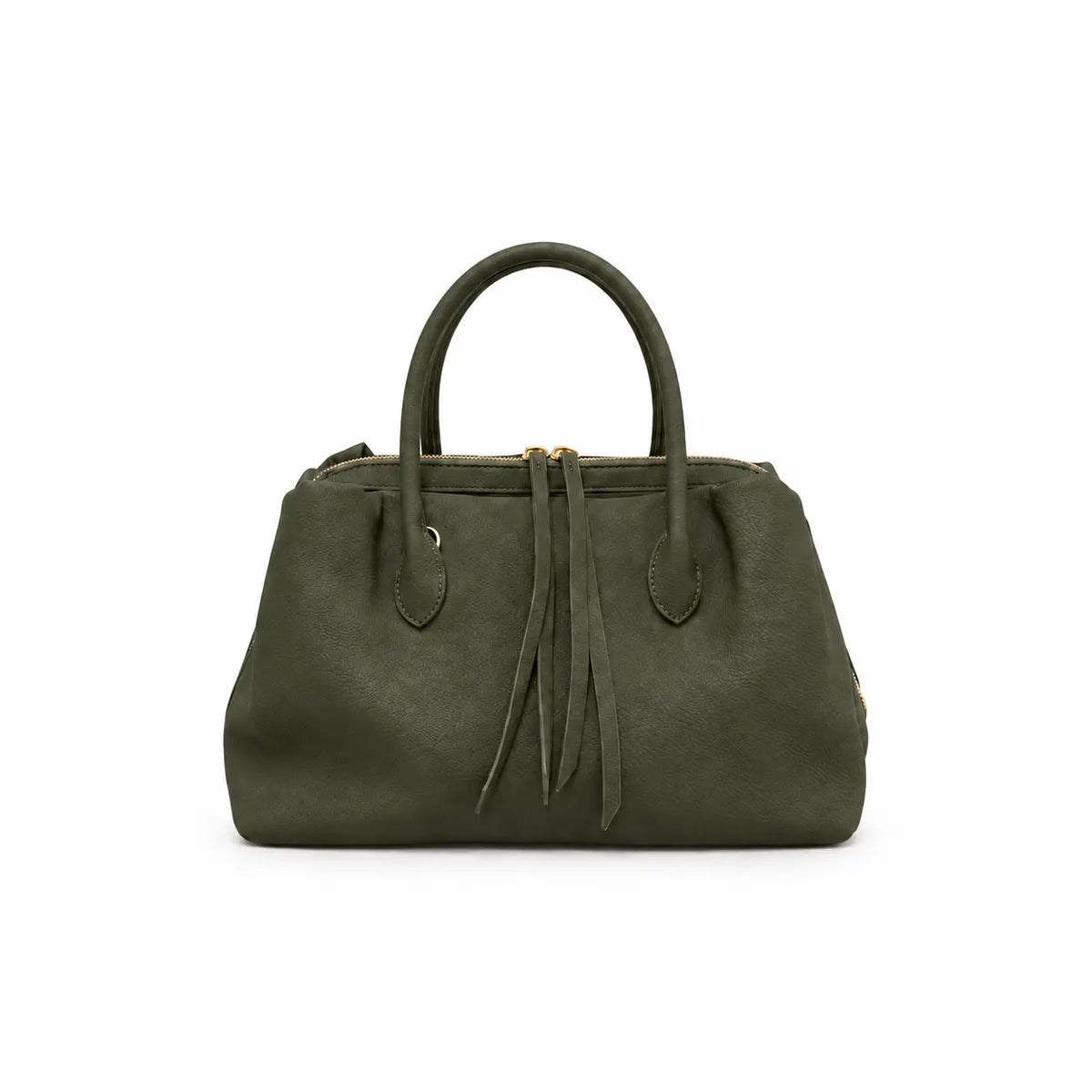 Borsa Kelsey verdone zip con chiusura completa e clip magnetiche laterali dettagli oro molto capiente tasche interne con zip e senza