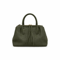 Borsa Kelsey verdone zip con chiusura completa e clip magnetiche laterali dettagli oro molto capiente tasche interne con zip e senza