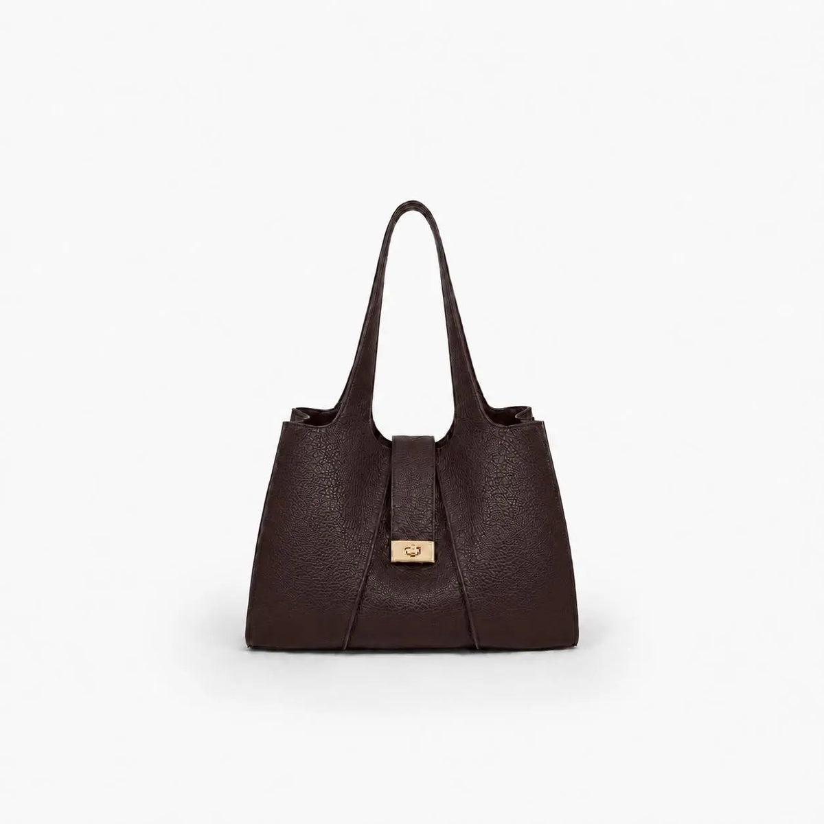 Borsa Venice borgogna in ecopelle molto capiente da portare a spalla con chiusura a clavistello pochette interno e zip centrale su sfondo bianco