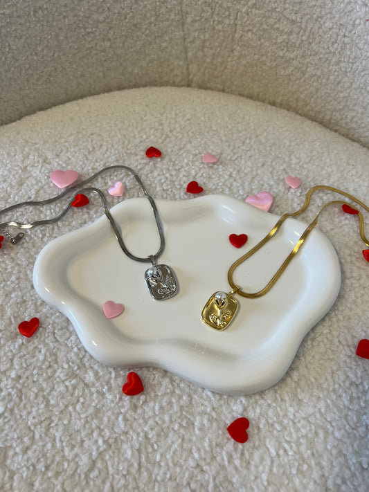 Collana - Rosa con perla